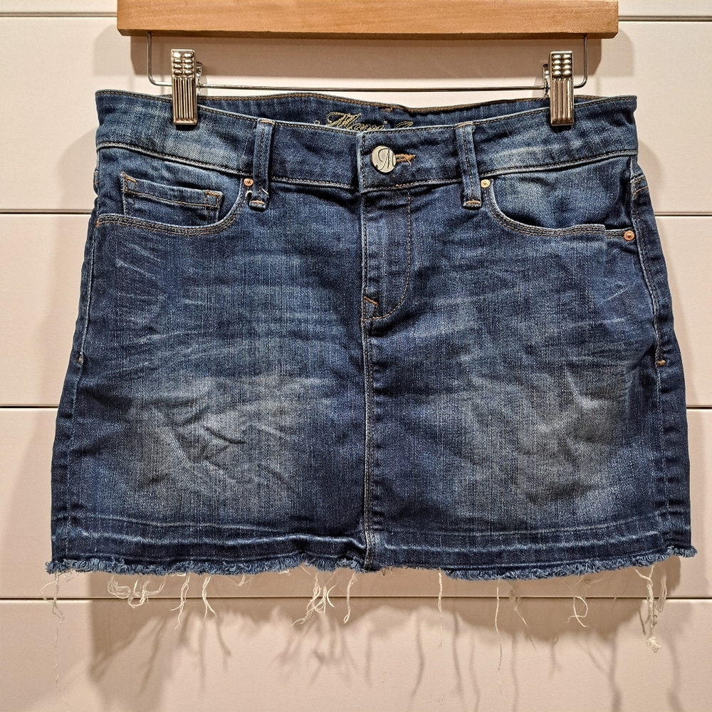 Mavi Raw Hem Low Rise Denim Mini Y2K Streetwear Indie Festival Skirt Womens S